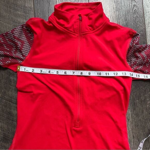 Nike Pro Dri-Fit Long Sleeve 1/2 Zip Pullover Running Top Red Pattern Size Small - Picture 3 of 11